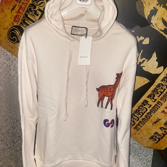 Cream Gucci  Deer Full Zip Hoodie Sz M - Picture 6 of 9